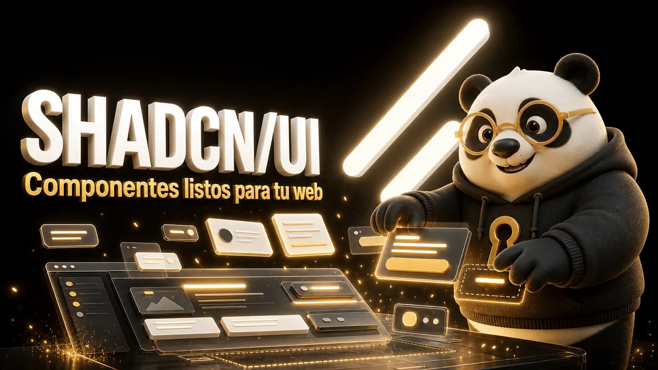 Portada de shadcn/ui con el panda de La Bóveda